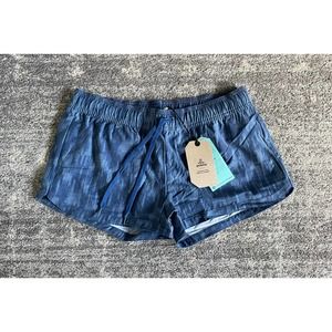 Prana Womens S Athletic Shorts Blue Mariya Back Pocket Zipper Pattern NWT P2